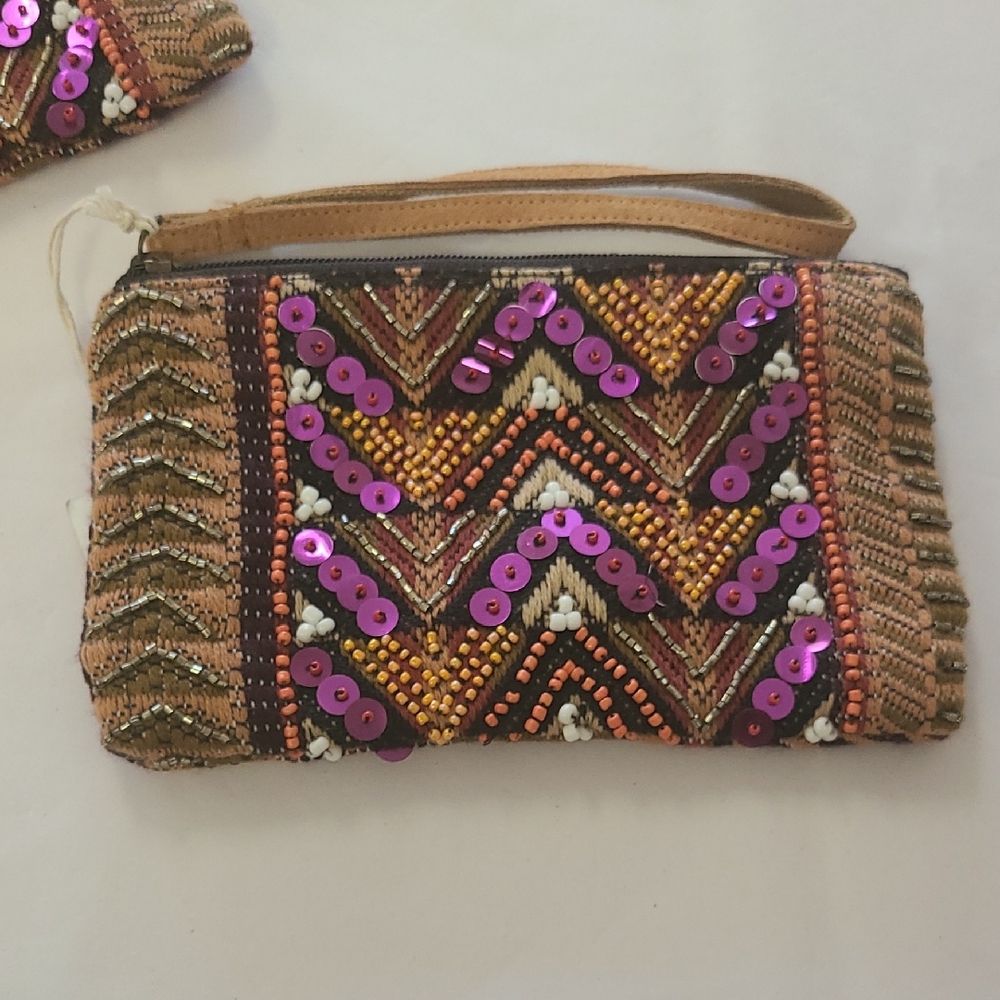 Bohemian Sequin Clutch with Purple Accents